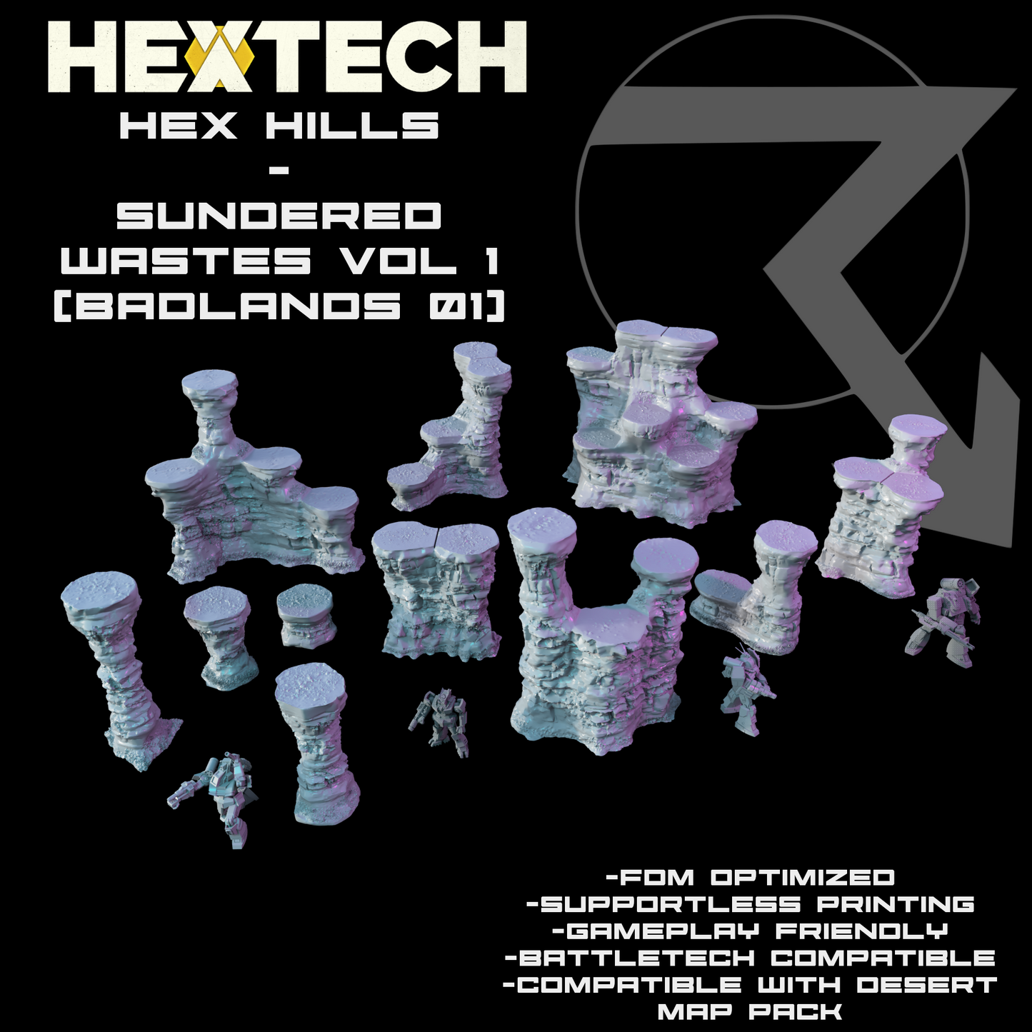 HEXTECH - Hex Hills - Sundered Wastes (Desert Map Pack)