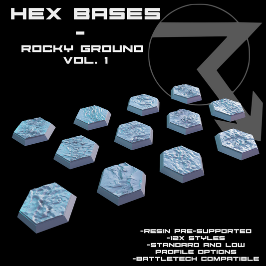 Miniature Bases: Rocky Ground (Hex)