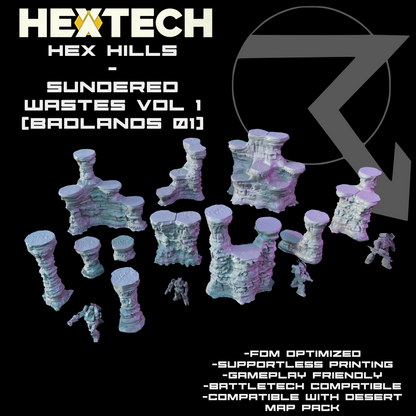 HEXTECH: Hex Hills - Sundered Wastes / Desert Map Pack Compatible