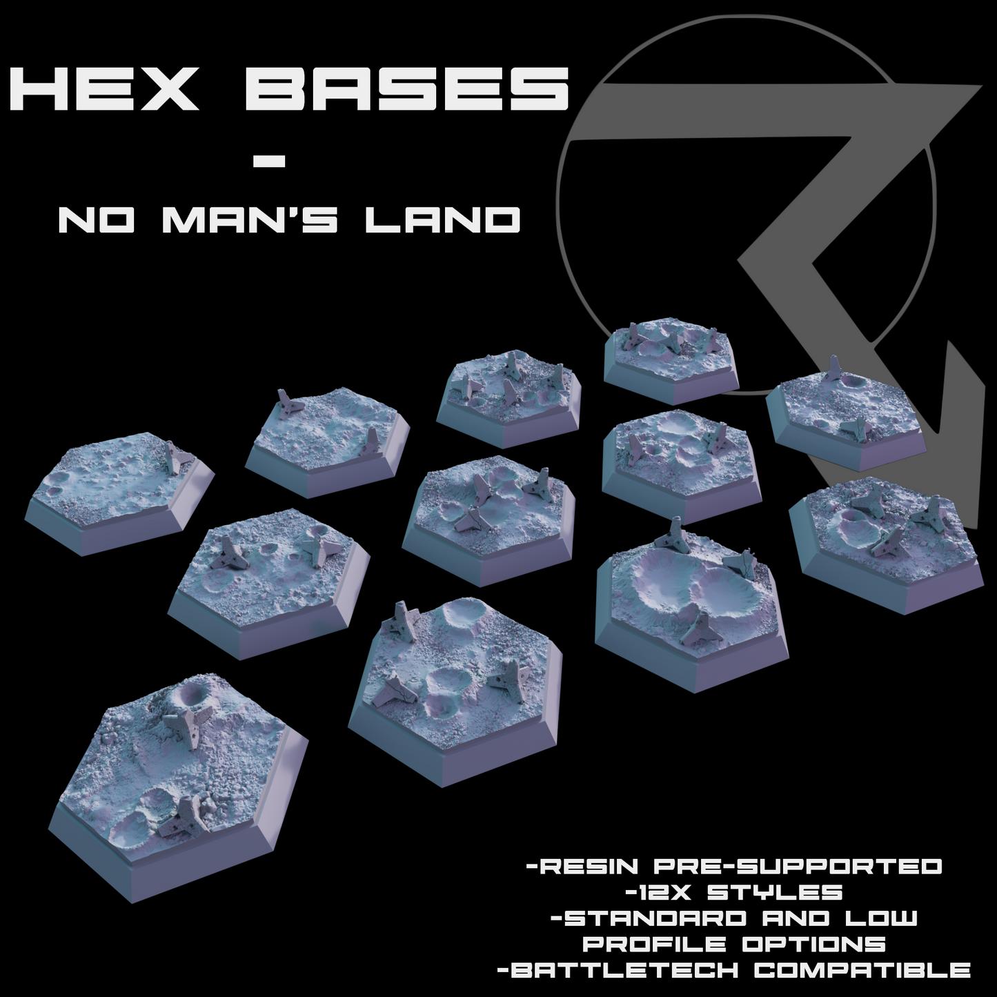 Miniature Bases - Hexed - No Man's Land