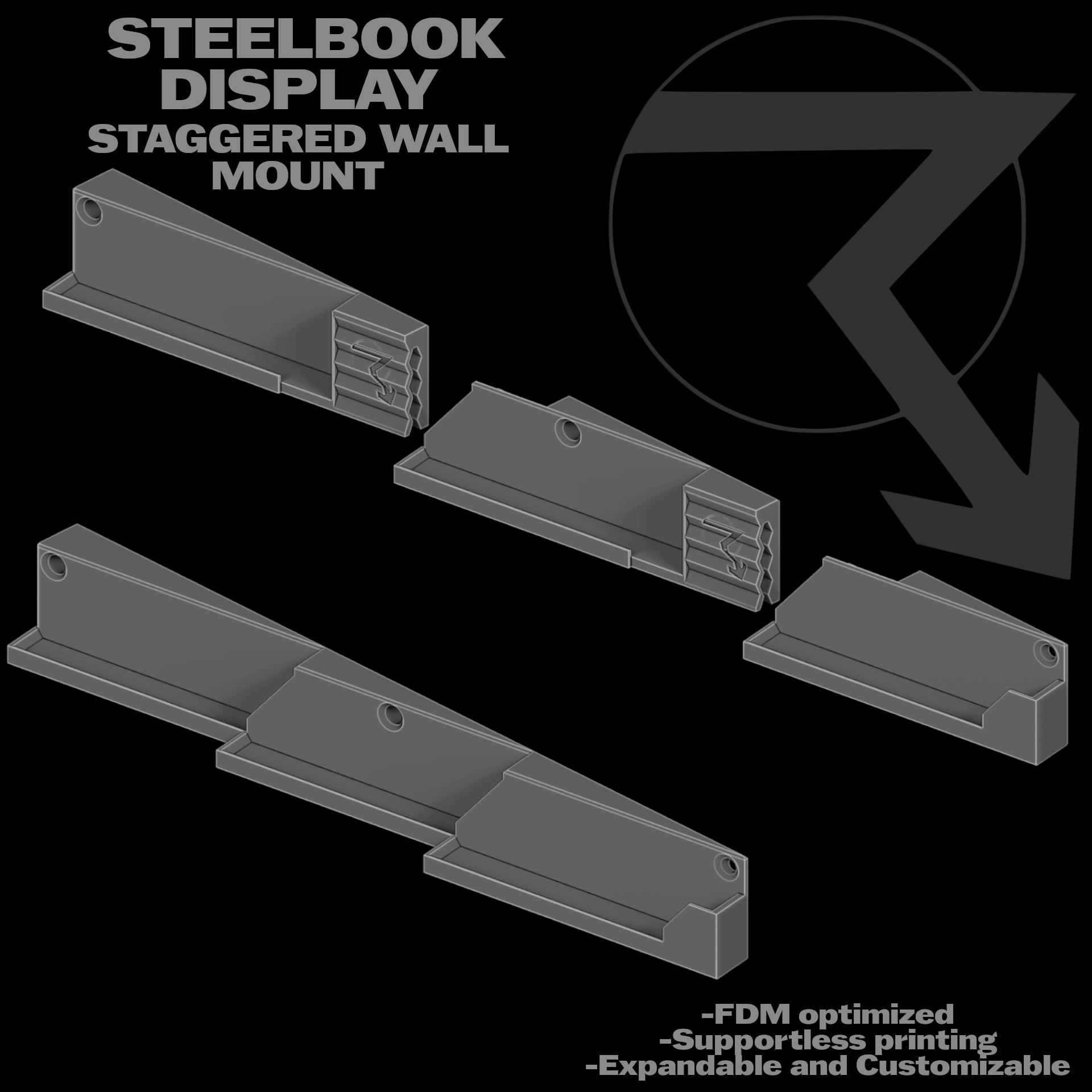 Stagger Display Rack Steelbook Display: Staggered Wall Mount – Thunderhead Studio
